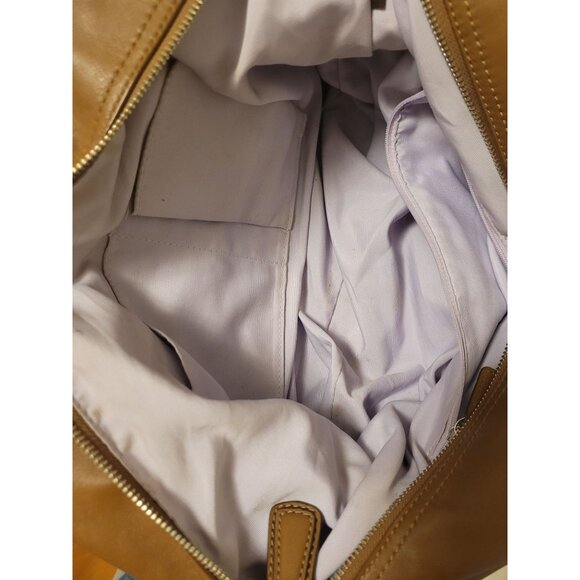 VTG Coach Brown Leather Tote Bag Purple Interior Zip Closure Y2K 2000s vampire - Picture 8 of 10